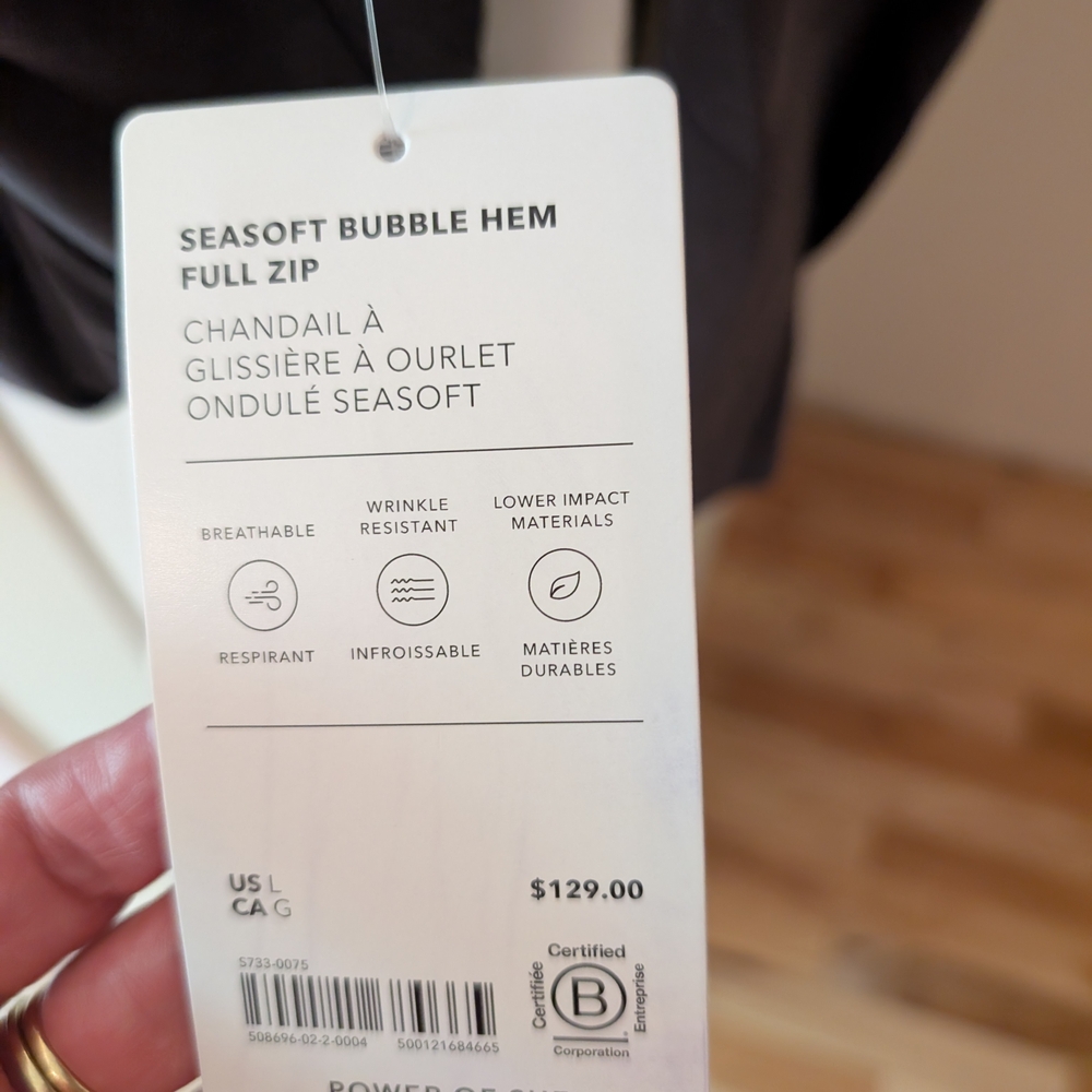 Athleta Seasoft Bubble Hem Full Zip Hoodie - Black